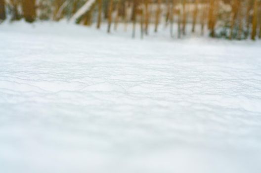 Fresh snow cover scenery. Snow dunes in winter time landscape. New snowfall. Empty winter season background landscape. Stock photo