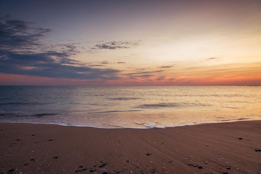 Scenic view of beautiful sunrise above the sea.