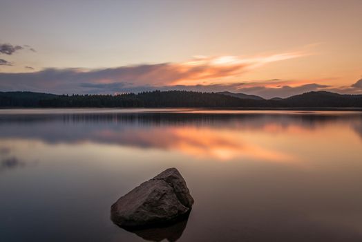 Lake sunset. Magnificent long exposure 