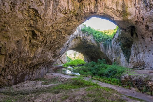 Magnificent view of the Devetaki cave, Bulgaria at summer