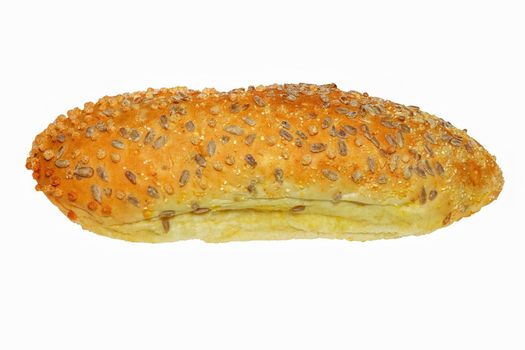 loaf of bread with sunflower seeds on a white background isolate . High quality photo