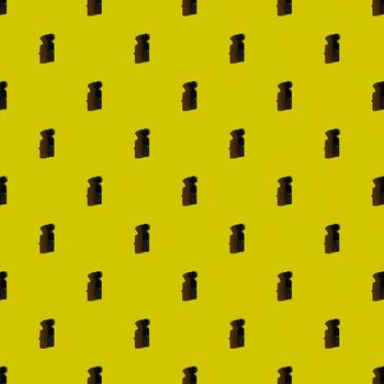 Template. Vertical modern mini camcorder on yellow background.Top view, flat lay, layout.