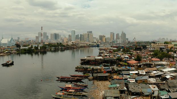Manila city, the largest metropolis of Asia with skyscrapers and modern buildings. Travel vacation concept.