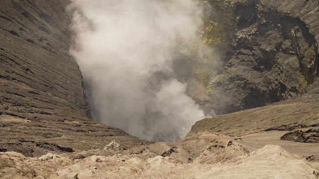 Mountain Bromo active volcano crater in East Jawa, Indonesia. Volcano crater Mount Gunung Bromo is an active volcano,Tengger Semeru National Park.
