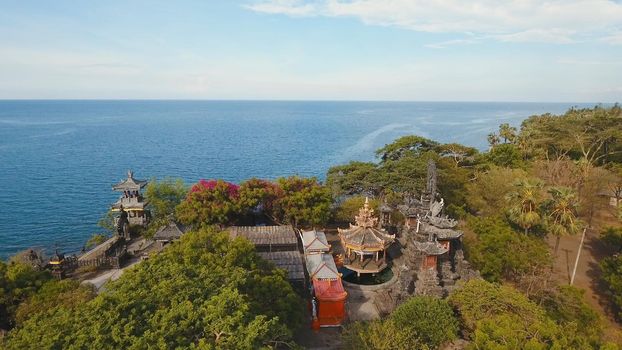 Aerial view of Traditional Hindu temple Pura Pabean, Bali,Indonesia. Balinese Hindu Temple, old hindu architecture, Bali Architecture, Ancient design. Travel concept.