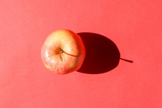 an Apple with a hard shadow on a plain background. the view from the top. blank for the pattern. High quality photo