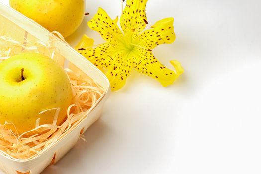 tiger Lily and Apple on a white background close-up. isolate. High quality photo