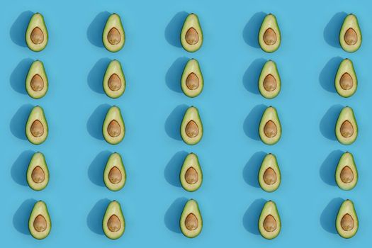 avocado color on a solid background, the top view pattern. High quality photo