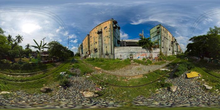 January 5 2020: A Manila: Poor area in the slums of Manila. Manila's slums, ghettos, wooden old houses, shacks. 360VR Video. 8k Video.