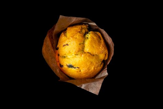 muffin on a black background close-up. isolate. High quality photo