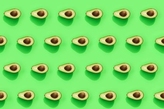 avocado color on a solid background, the top view pattern. High quality photo