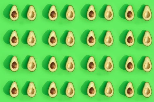 avocado color on a solid background, the top view pattern. High quality photo