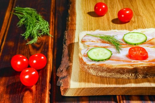 sandwich on the cutting Board as background. High quality photo