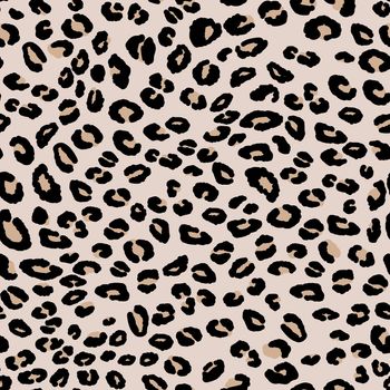 Abstract modern leopard seamless pattern. Animals trendy background. Beige and black decorative vector stock illustration for print, card, postcard, fabric, textile. Modern ornament of stylized skin