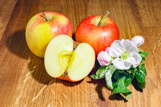 Apple on the chopping Board as background. High quality photo