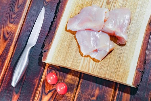 chicken fillet on a cutting Board top view. High quality photo