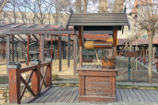 wooden well in the Park as background. High quality photo