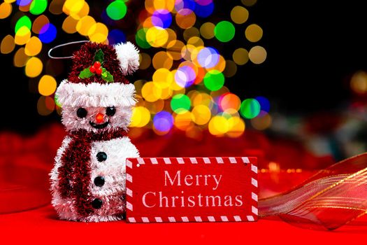 Christmas decoration, Christmas and New Year holidays background, winter season with Christmas ornaments and blurred lights