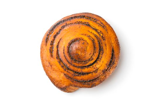 bun with poppy seeds on a white background close-up. isolate. High quality photo