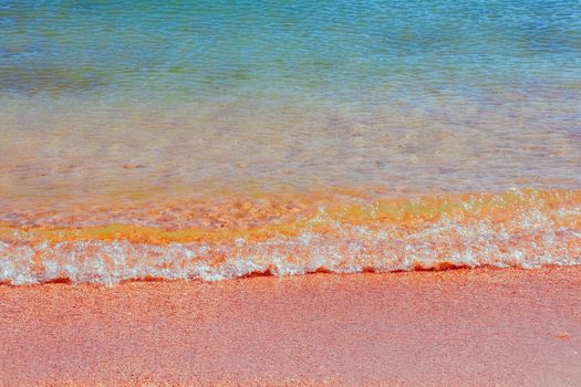 Soft Wave Of Blue Ocean On Sandy Beach. Background. Selective focus. High quality photo