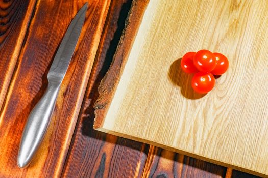 tomato on a chopping Board as background. High quality photo