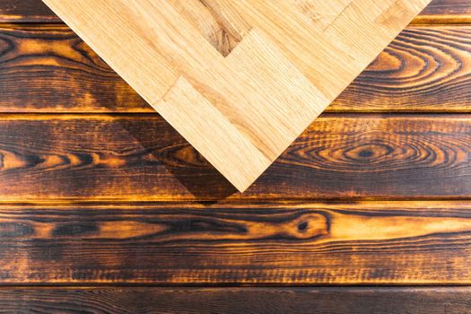 cutting Board on a wooden background top view. High quality photo