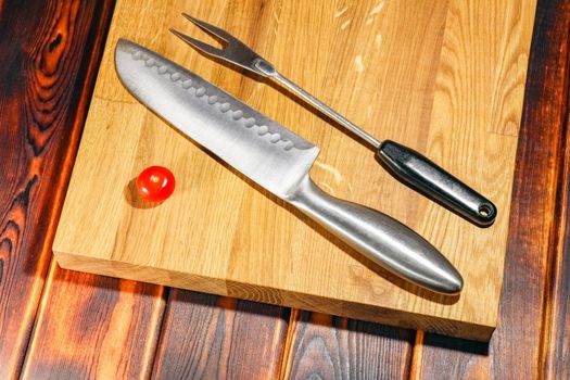 tomato on a chopping Board as background. High quality photo