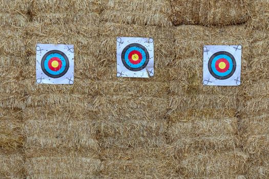 targets for shooting on a straw wall. High quality photo