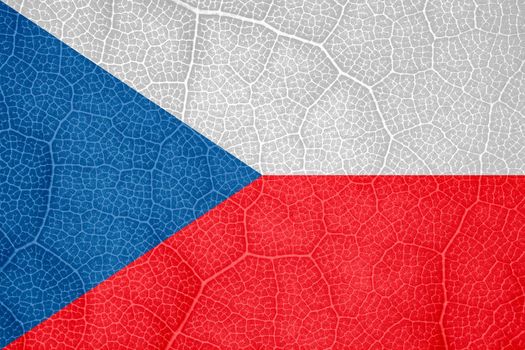 lag of Czech Republic on the structure of a tree leaf macro. High quality photo