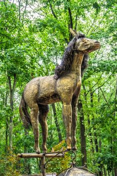 Kharkiv, Ukraine 07.15.2020.  park sculpture in the Feldman's ecopark in Kharkiv, Ukraine, on a summer day