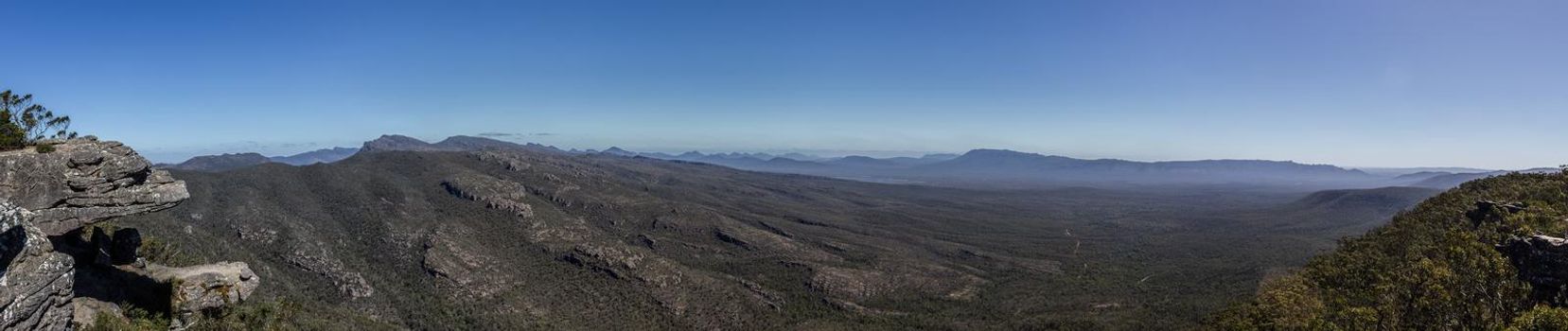 Panorama of the Reeds Lookout at the Balconies, The Central Grampians, Victoria, Australia