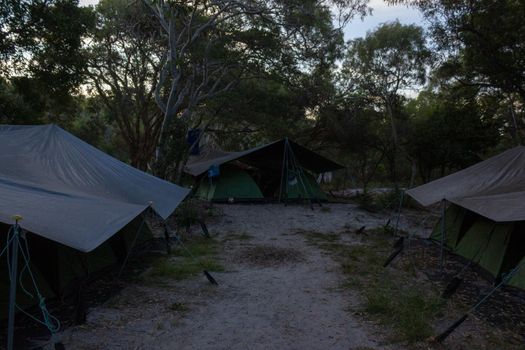 Quiet Campsite on Fraser Island, world biggest island out of sand, Queensland.