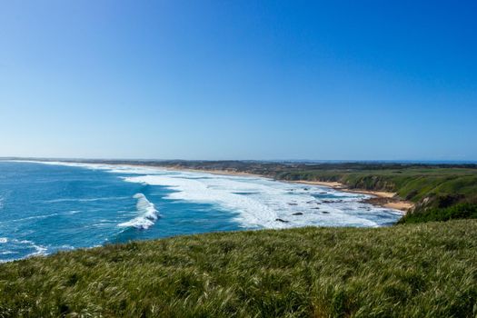 nice view over Woolamai beach on a sunny day, philip island, victoria, australia