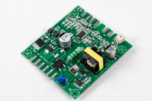 detail of an electronic coffee machine card on a white background