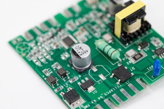 detail of an electronic coffee machine card on a white background
