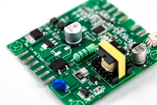 detail of an electronic coffee machine card on a white background