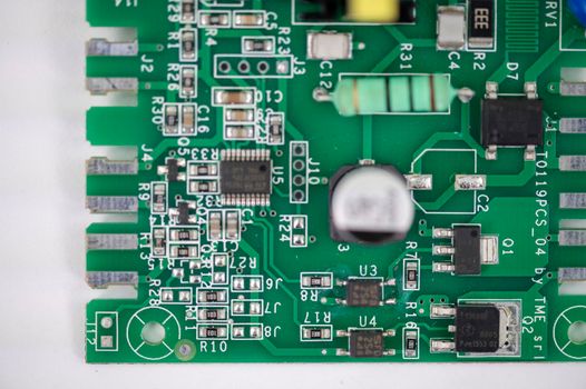 detail of an electronic coffee machine card on a white background