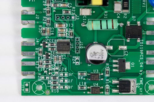 detail of an electronic coffee machine card on a white background