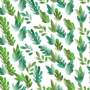 Floral seamless pattern with exotic leaves, modern background. Tropic colorful gradient branches. Fashion vector stock illustration for wallpaper, posters, card, fabric, textile