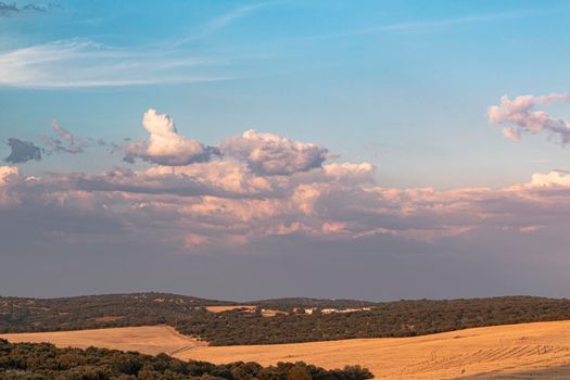 Beautiful couples, fields and landscapes of the Cordoba mountains in Spain. Photograph taken in the month of July.