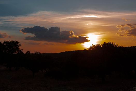 Beautiful couples, fields and landscapes of the Cordoba mountains in Spain. Photograph taken in the month of July.