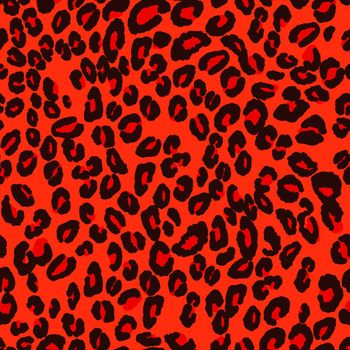 Abstract modern leopard seamless pattern. Animals trendy background. Red and black decorative vector stock illustration for print, card, postcard, fabric, textile. Modern ornament of stylized skin