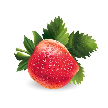 Fresh ripe strawberry - healthy food design. Realistic style illustration.