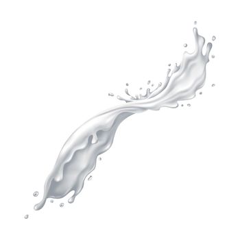 Milk liquid dynamic splash. Illustration in realistic style.