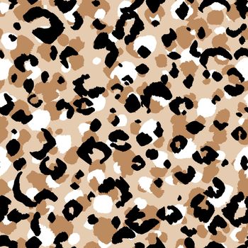 Abstract modern leopard seamless pattern. Animals trendy background. Beige and black decorative vector stock illustration for print, card, postcard, fabric, textile. Modern ornament of stylized skin