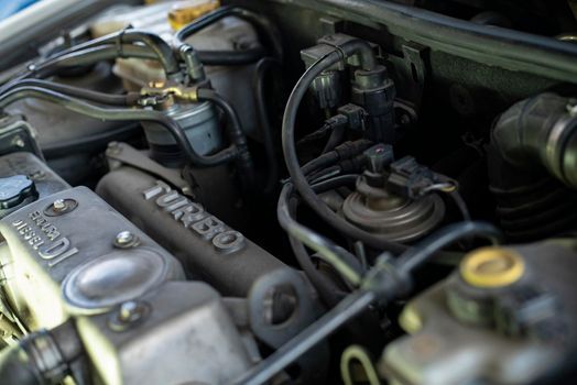 Detail of a turbo diesel engine used inside a car