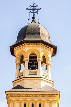 Architectural details of cathedral. View of church in Alba Iulia, Romania, 2021.