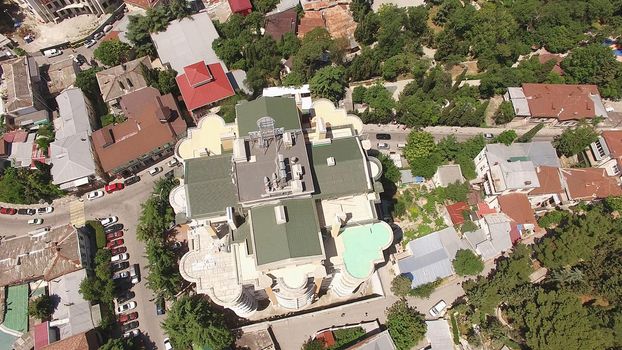 Top view of the city landscape with streets and houses. Yalta, Crimea
