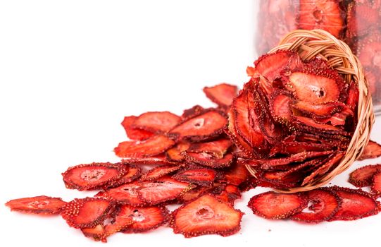 dried strawberry berries isolated on white background