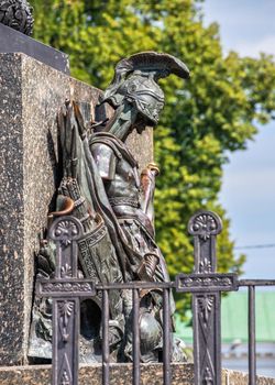 Poltava, Ukraine 07.13.2020. The Column of Glory commemorates the centenary of the Battle of Poltava, Ukraine, on a sunny summer day